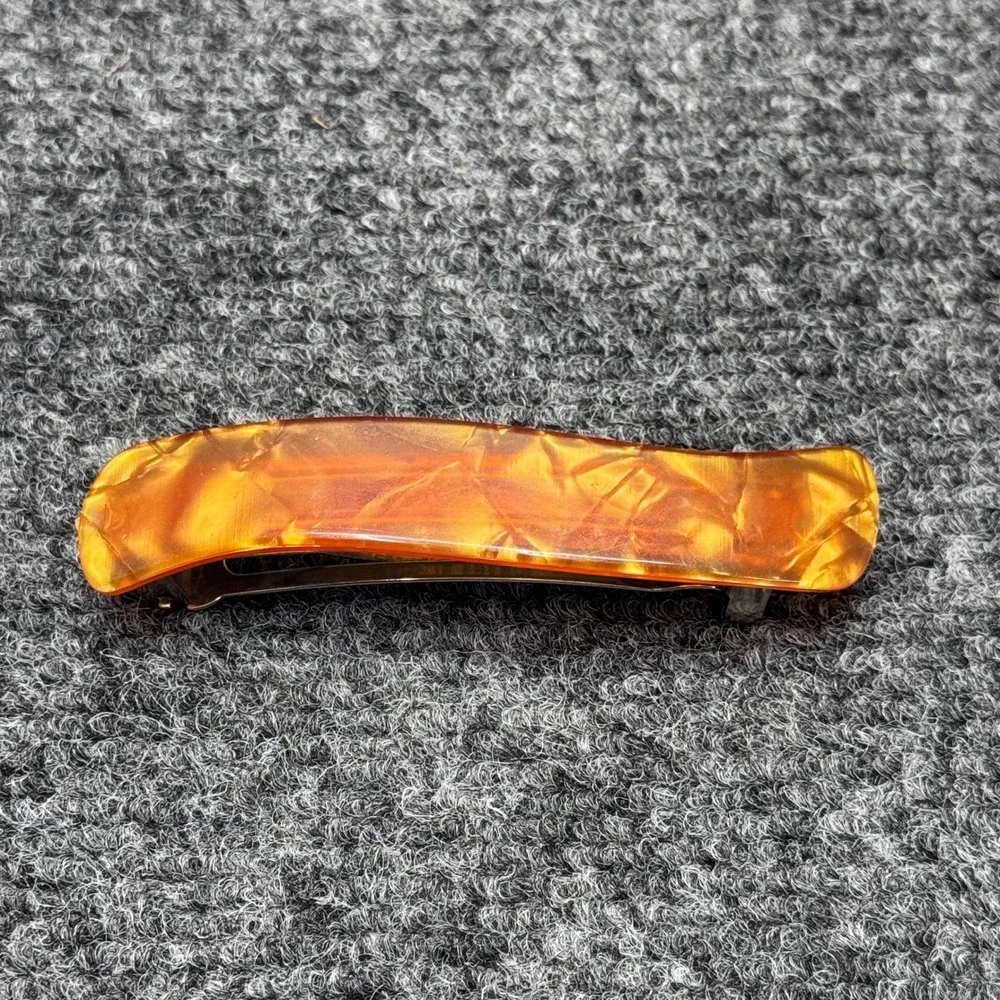 Made in France Hair Barrette Women OS Amber Tortoise Shell Clip Vintage Style